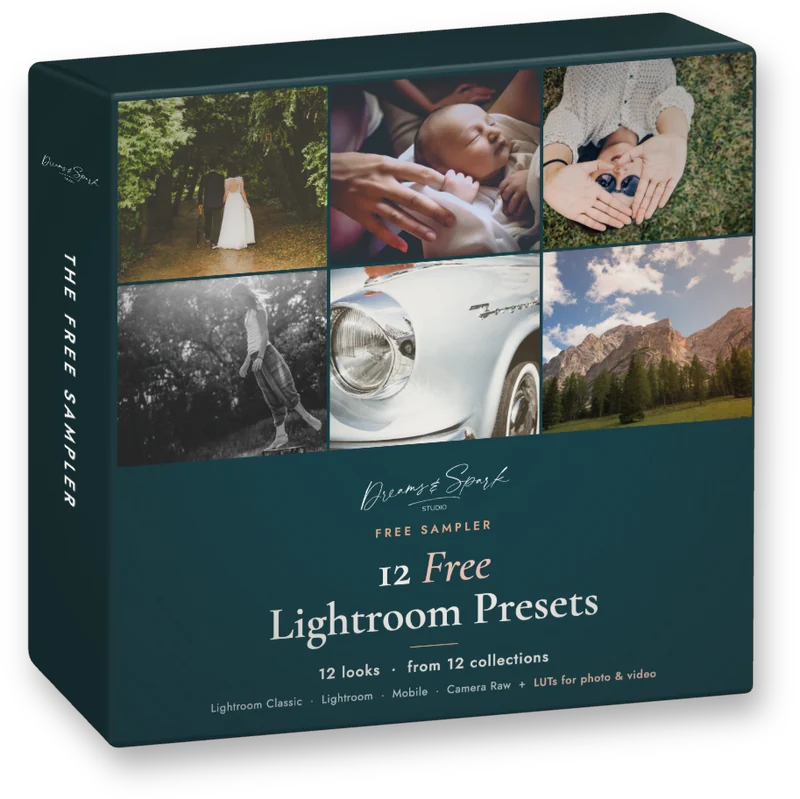 Dreams & Spark 12 free Lightroom presets + matching LUTs